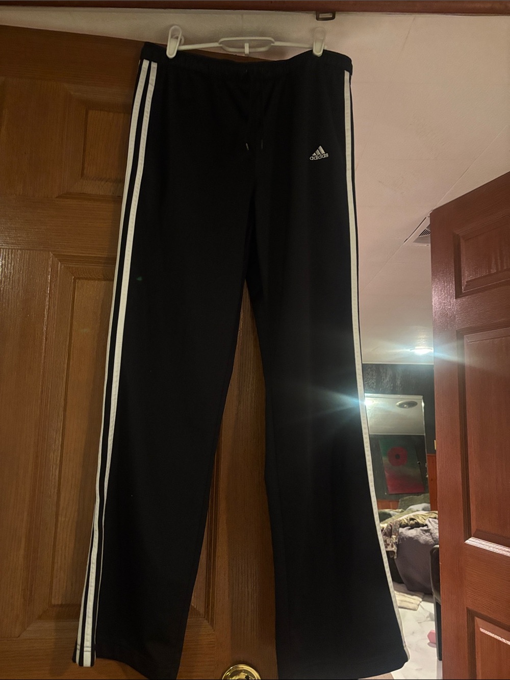 adidas Black Track Pants with White Triple Stripes